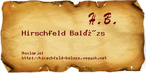 Hirschfeld Balázs névjegykártya